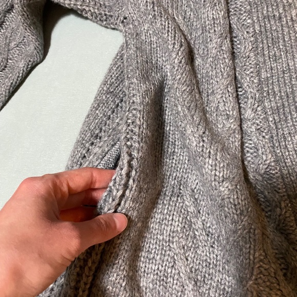 Cable Knit Open Front Cardigan Charcoal Grey - Picture 6 of 6